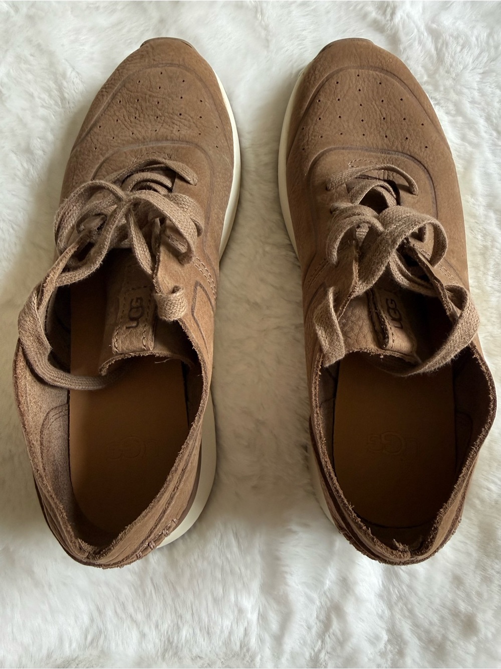 NWOB UGG Lowmel Chestnut Nubuck Leather Sneakers Women’s - Picture 6 of 12